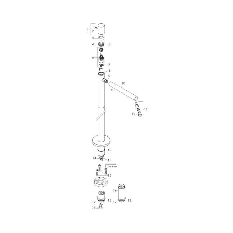 Hansgrohe 45037000 Waschtischmischer Axor Uno Fertigset