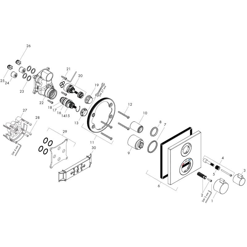 HANSGROHE 15714700 Thermostat Unterputz Ecostat Square