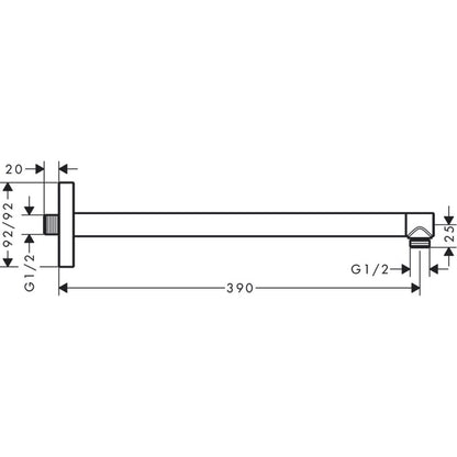 HANSGROHE 26967000 Brausearm DN15 390mm softsquare Axor