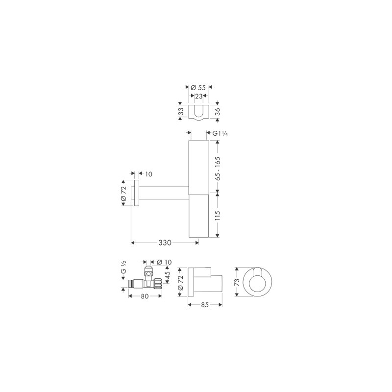Hansgrohe 51304000 Design Siphon Set Flowstar Axor chrom