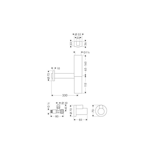 Hansgrohe 51304000 Design Siphon Set Flowstar Axor chrom